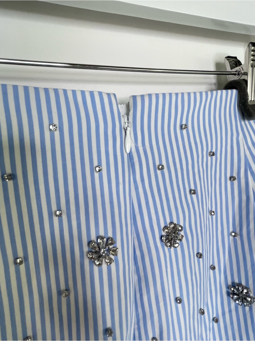 Feminine | J Crew Collection Embellished Pinstripe Mini | Crystal Rhinestone NWT - Picture 12 of 13